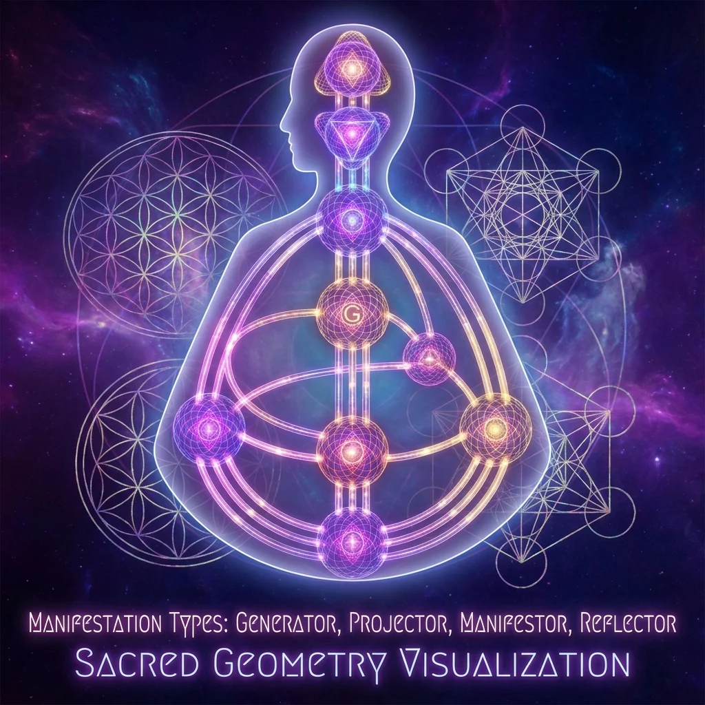 Human Design bodygraph chart representing different manifestation strategies by type