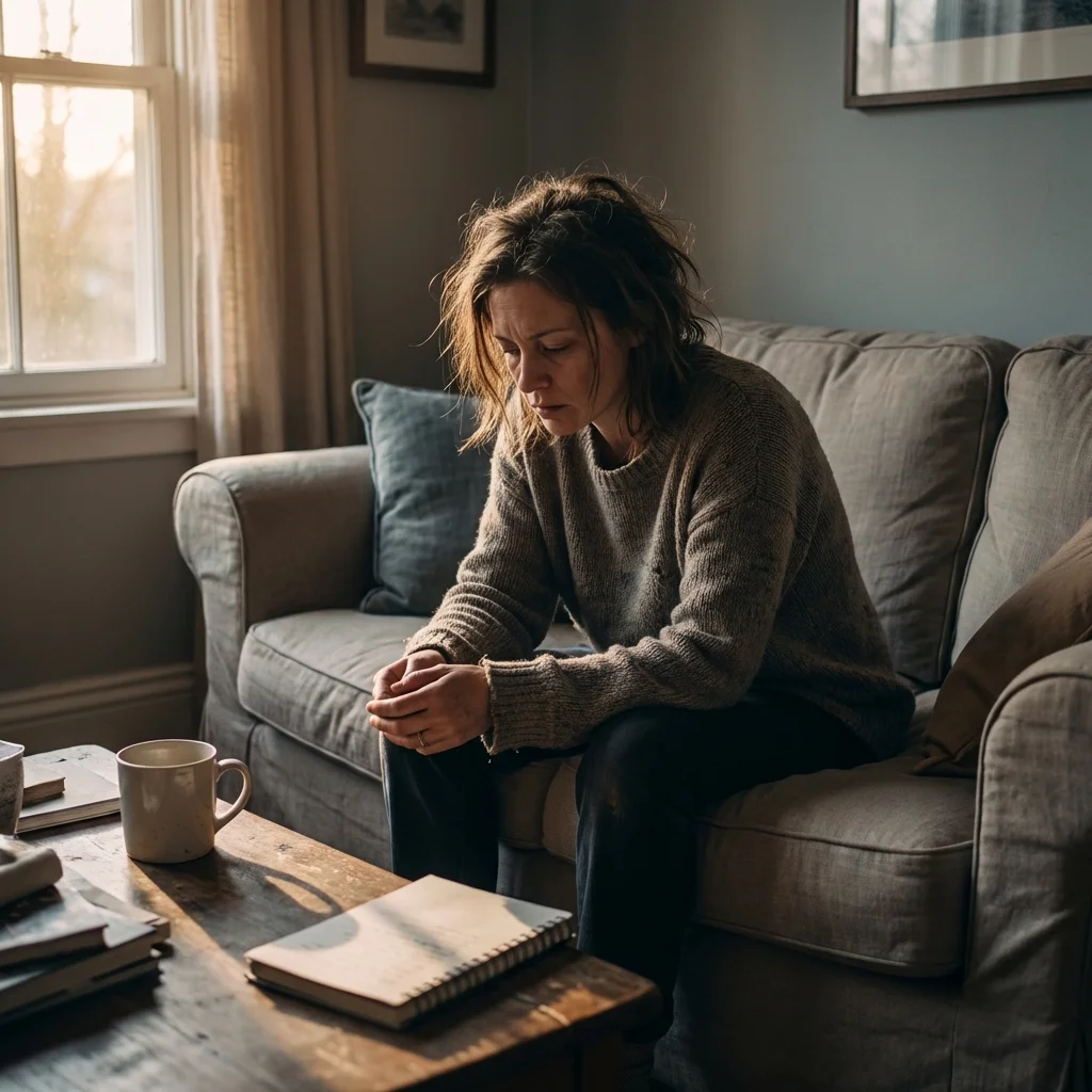 Person experiencing emotional exhaustion after intense manifestation practice