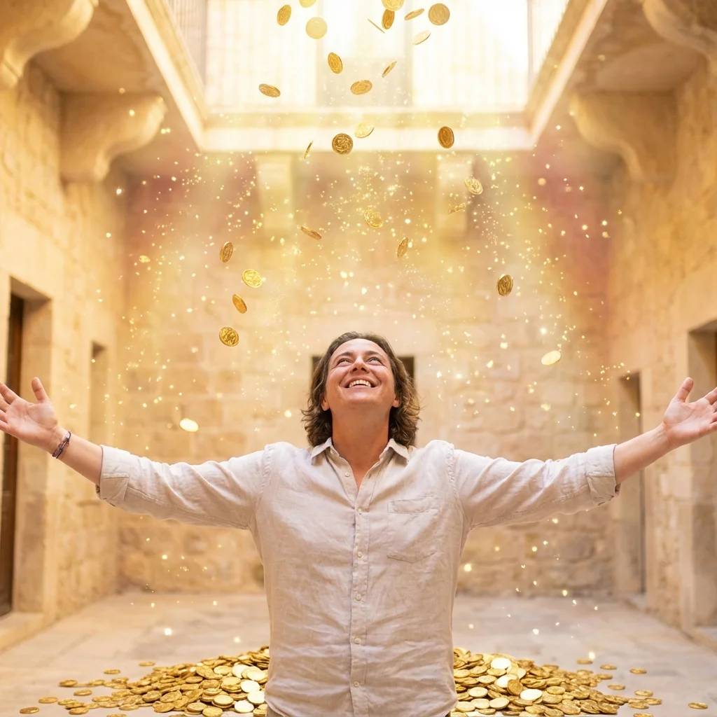 Person embracing abundance with open arms representing money worthiness